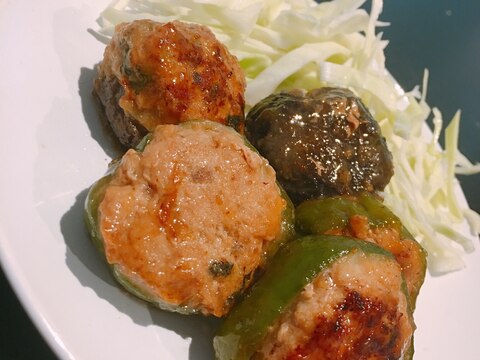 豆腐入り!ピーマンと椎茸の肉詰め